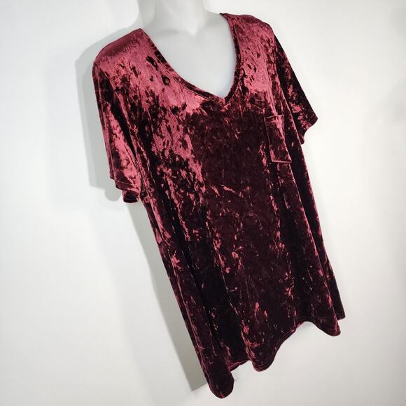 Spring and Mercer Tee Womens XXL Crushed Velvet Legging Tee Short Sleeves Pocket - Picture 4 of 9